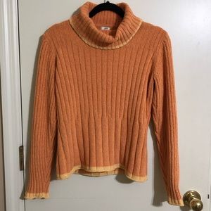 J.Jill Chenille Ribbed Turtleneck Sweater Size Small Creamsicle Orange & Yellow
